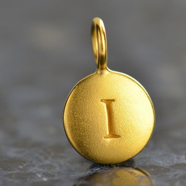 24K Gold Plated Letter Disk Charm - Poppies Beads n' More