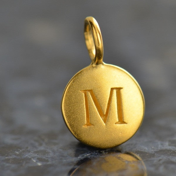 24K Gold Plated Letter Disk Charm - Poppies Beads n' More
