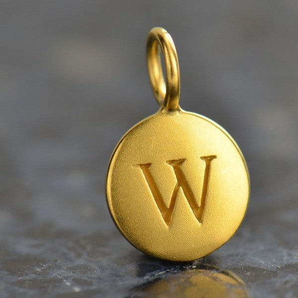 24K Gold Plated Letter Disk Charm - Poppies Beads n' More