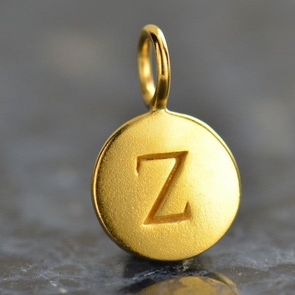 24K Gold Plated Letter Disk Charm - Poppies Beads n' More