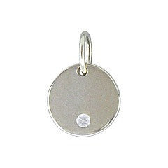 Sterling Silver Disc with Genuine 1 Point Diamond - Poppies Beads n' More