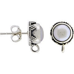 Sterling Silver White Pearl Earring Posts - Poppies Beads n' More