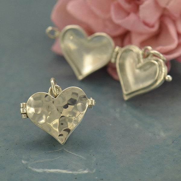 Heart Locket with Hammer Finish - Poppies Beads n' More