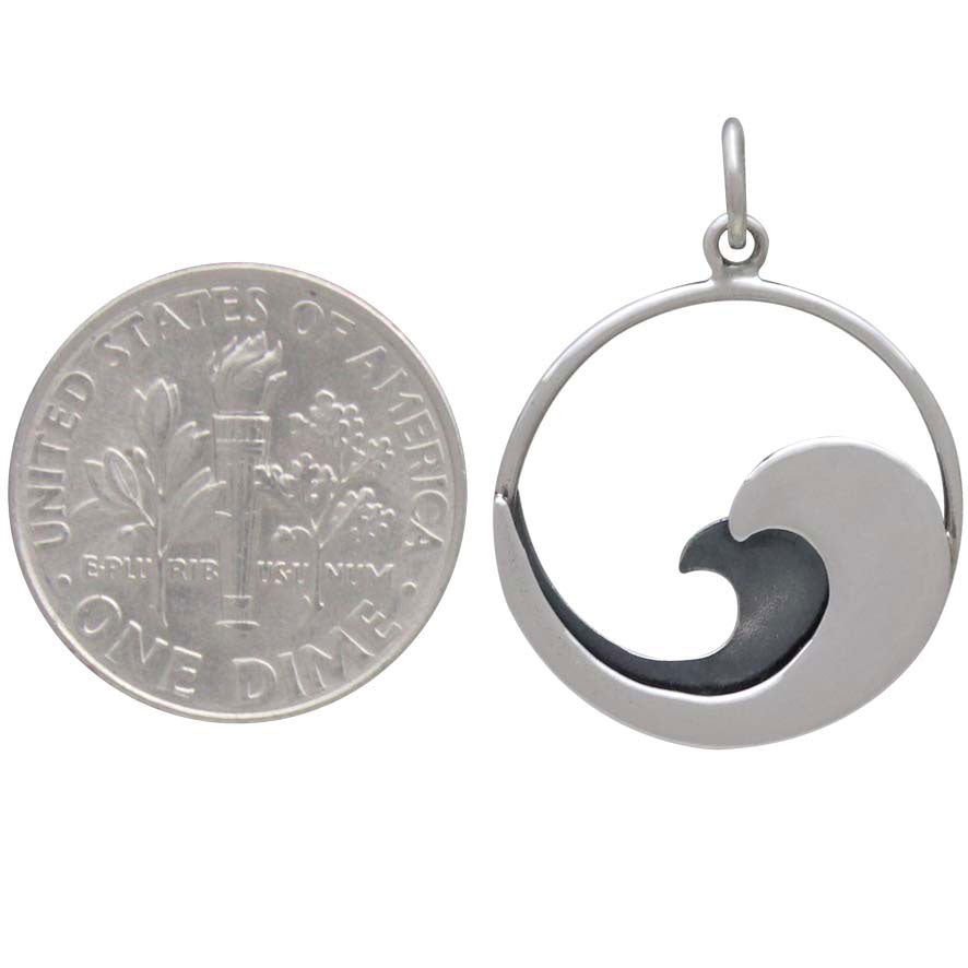 Sterling Silver Double Layer Wave Charm - Poppies Beads n' More