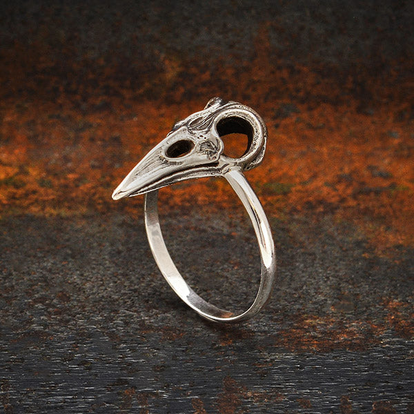 Sterling Silver Raven Skull Ring - Poppies Beads n' More