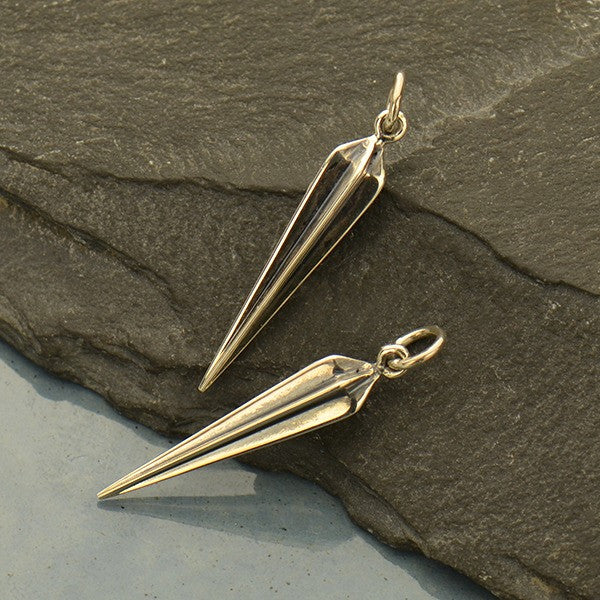 Sterling Silver Ridged Star Spike Charm - Poppies Beads n' More