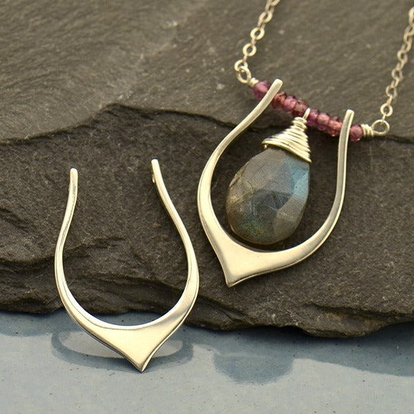 Sterling Silver Lotus Link with Two Holes - Poppies Beads n' More