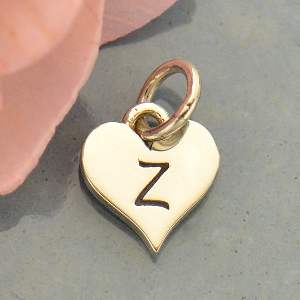Small Silver Letter Heart Charms, - Poppies Beads n' More