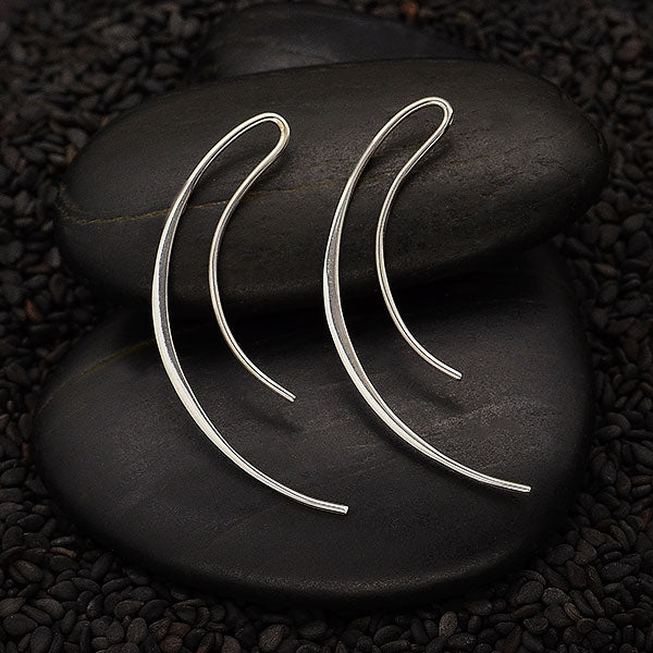 Sterling Silver Long Swooping Arc Earrings - Poppies Beads n' More