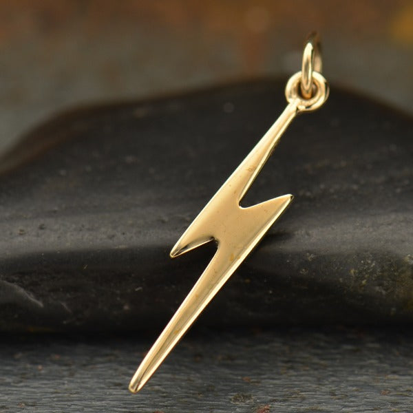 Flat Lightning Bolt Charm - Poppies Beads n' More