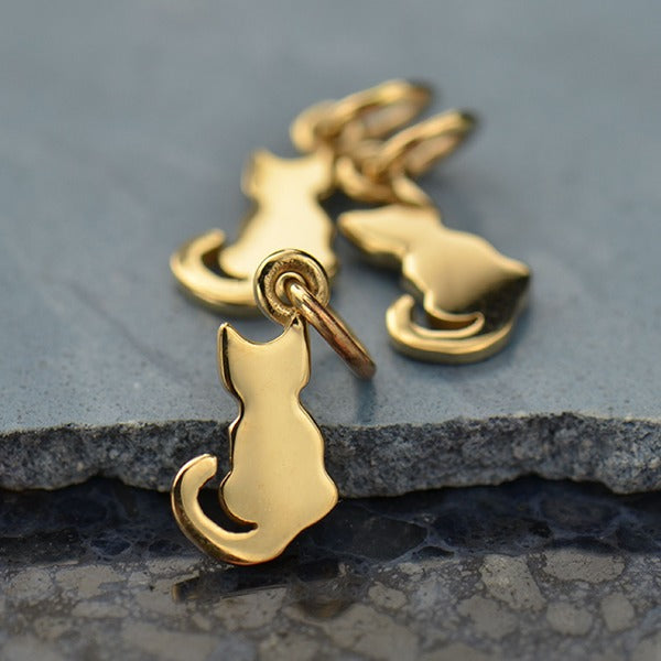 Tiny Sitting Cat Charm, - Poppies Beads n' More