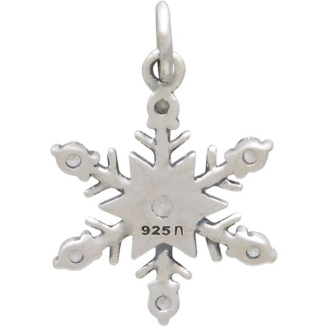 Sterling Silver Medium Snowflake Charm with NanoGems - Poppies Beads n' More