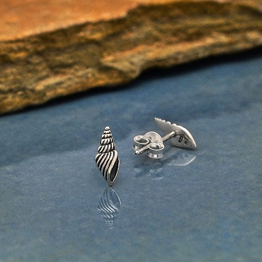 Sterling Silver Seashell Post Earrings - Poppies Beads n' More